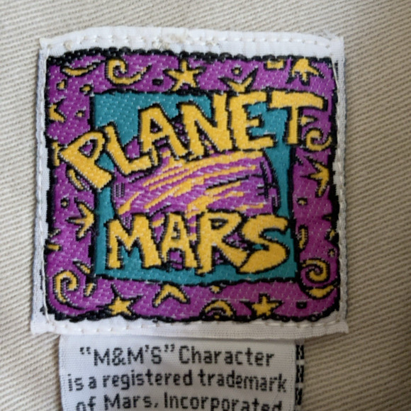 Vintage 90's Planet Mars M & M's Candy Shirt Men's Size Large Beige Embroidered - Picture 8 of 8
